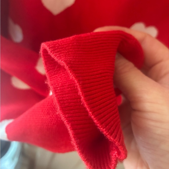 Marled Red Sweater with White heart Accents - Picture 5 of 8